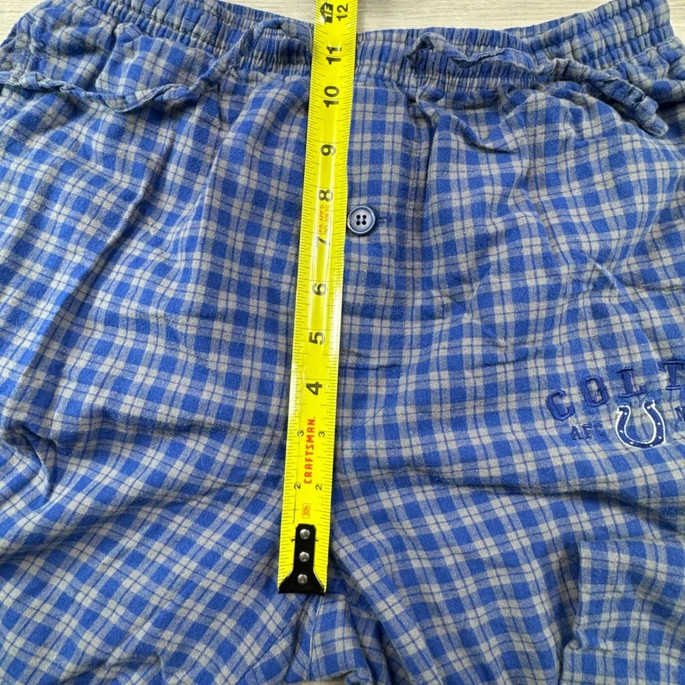 VINTAGE Indianapolis Colts NFL Plaid Flannel Pajama Pants Royal Blue Mens Small‎